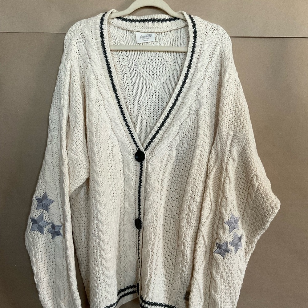 Taylor Swift Folklore cable knit cardigan. Size XL